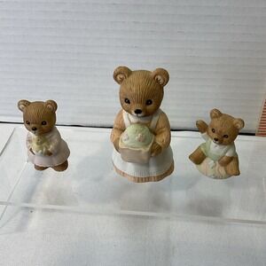 Vintage 2-3"‎ Homco 1430 Teddy Bear Family Easter Eggs Chick Figurines Set Of 3